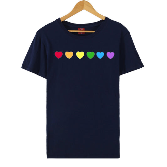 Heart-shaped Rainbow Print Top Short-sleeved T-shirt