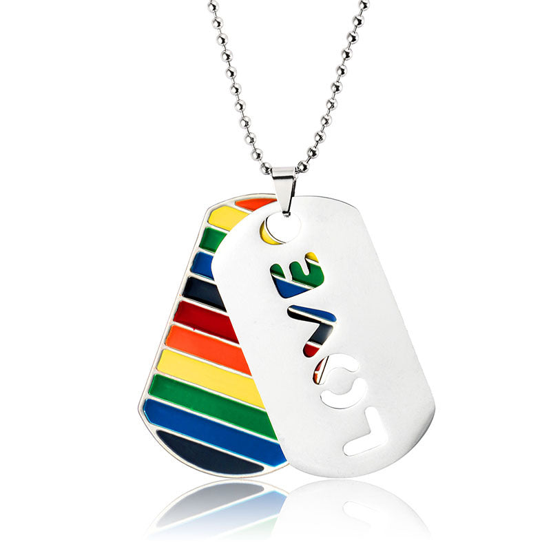 LGBT Pride Love Rainbow Double Layer Pendant Necklace