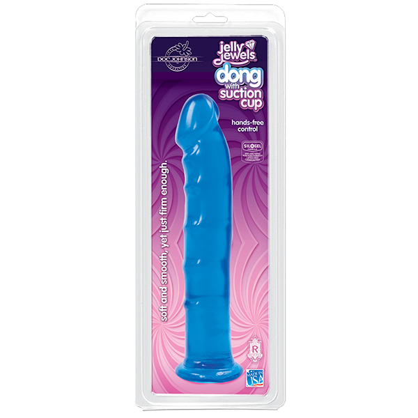 Jelly Jewels Dong With Suction Cup 8 Inch - Blue