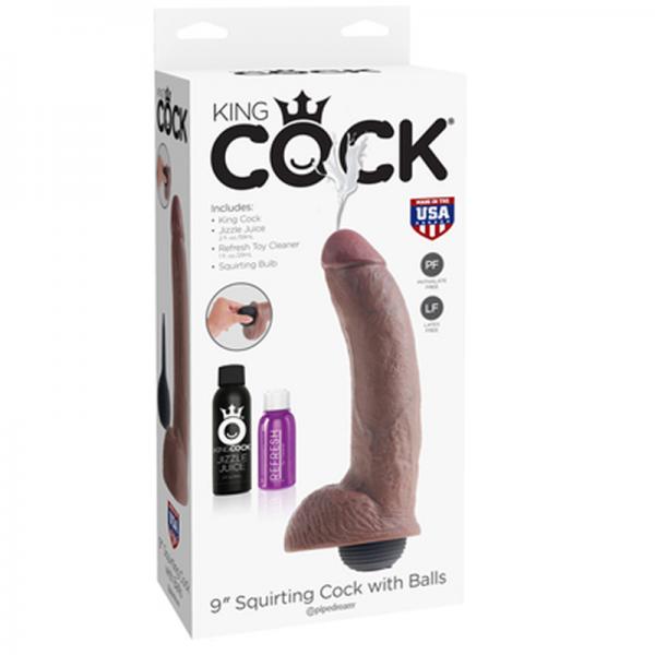 King Cock 9 inches Squirting Dildo Brown