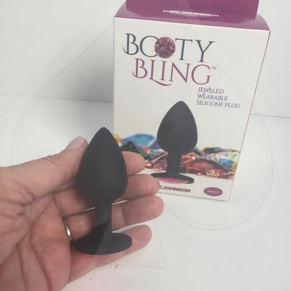 Booty Bling Small Black Plug Pink Stone