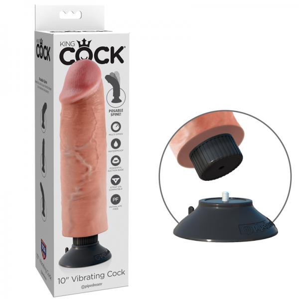 King Cock 10in Vibrating Cock Flesh