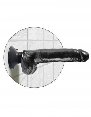 King Cock 9 inches Vibrating Dildo with Balls Black