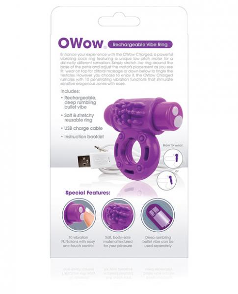 Screaming O Charged Owow Vooom Vibrating Cock Ring Purple