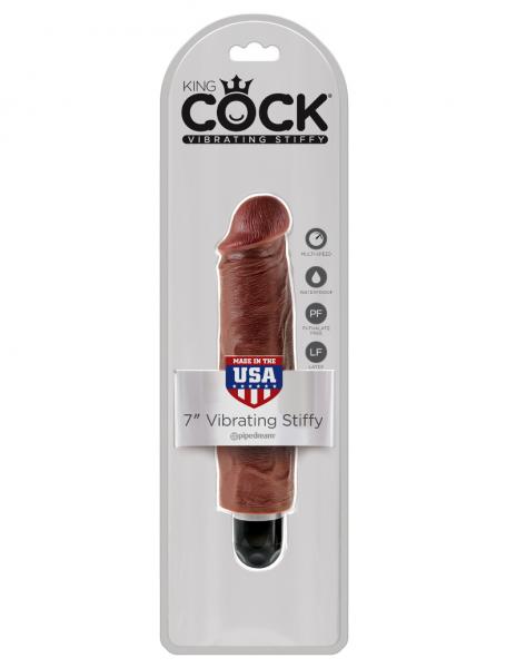 King Cock 7 inches Vibrating Stiffy Brown