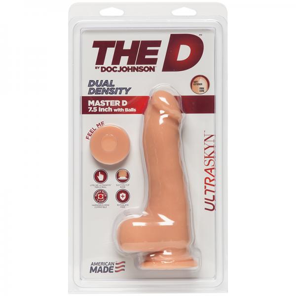 The D Master D 7.5 Inches Dildo with Balls Ultraskyn Beige