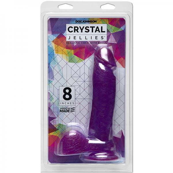 Crystal Jellies 8 inches Realistic Cock With Balls Purple
