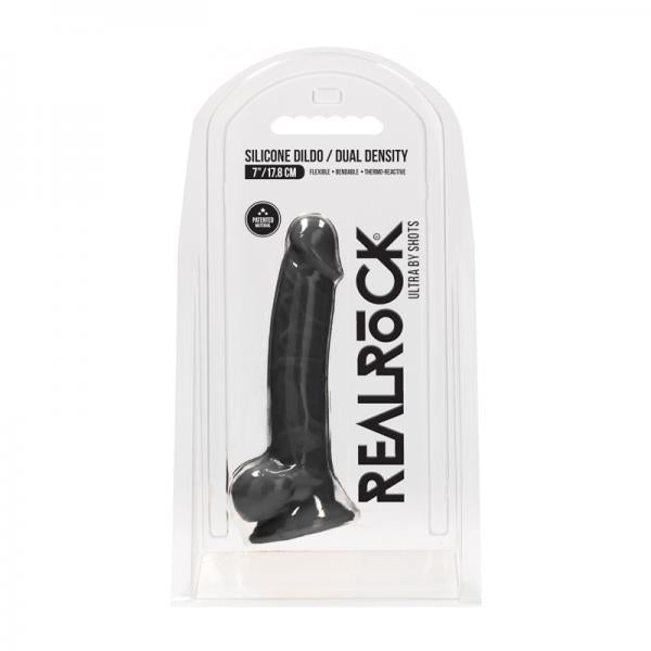 Realrock Ultra - 7 / 17.8 Cm - Silicone Dildo With Balls - Black