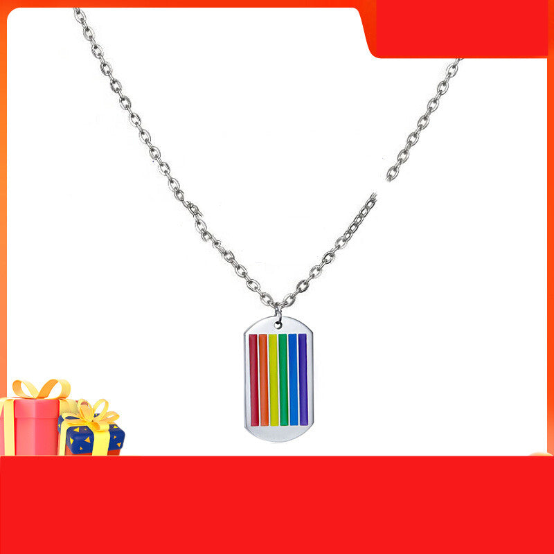 Six Color Rainbow Necklace Hip Hop Fashion Brand Jewelry