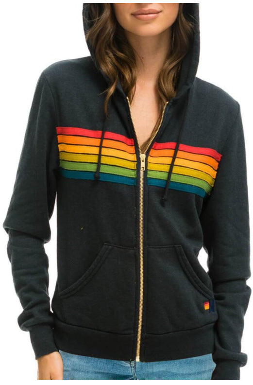 Rainbow Hoodie Sweatshirt Jacket