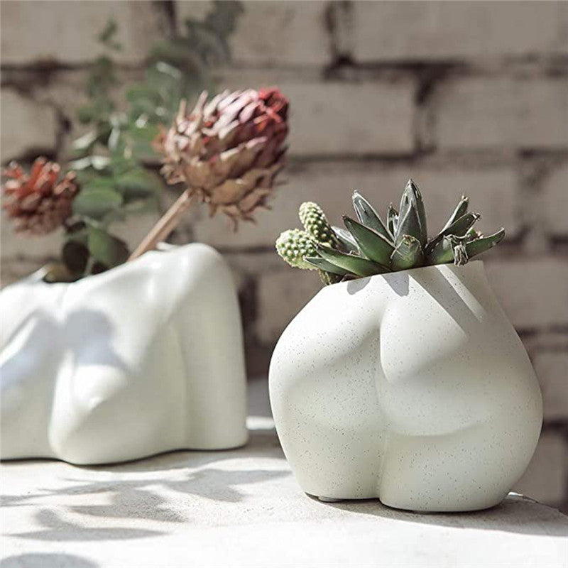 Personality Resin Crafts Chest Butt Flower Pot Statue