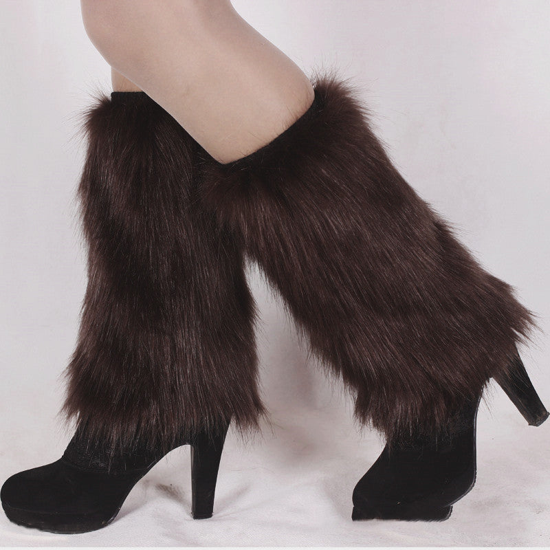 Faux Fur Foot Cover Plush Shoe Cover Leg Cover Plush Knee Pad Socks