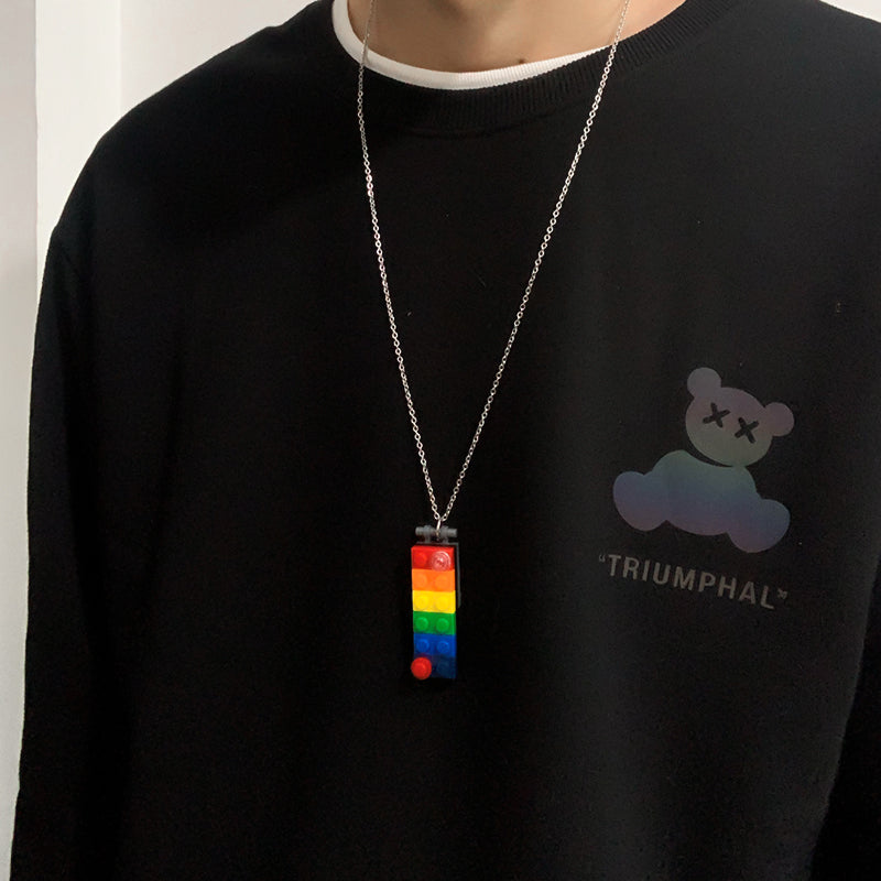 Hip Hop Street Rainbow Pendant Necklace