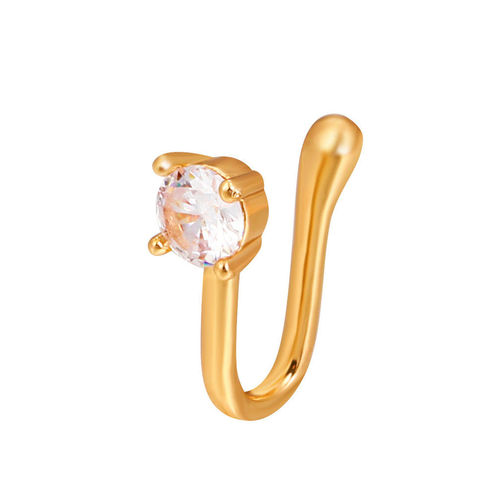 Non-pierced U-shaped Nose Clip Copper Inlaid Zircon Star Heart Piercing Jewelry