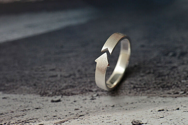 Sterling Silver  Ring Arrow Brushed Couple Ring
