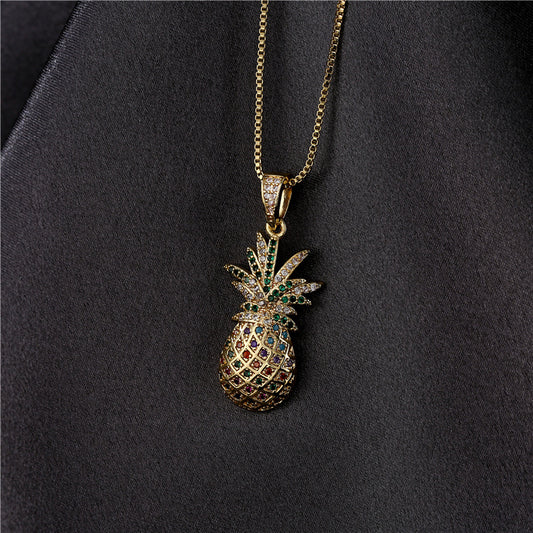 Women's Tropical Fruit Pineapple Pendant Necklace