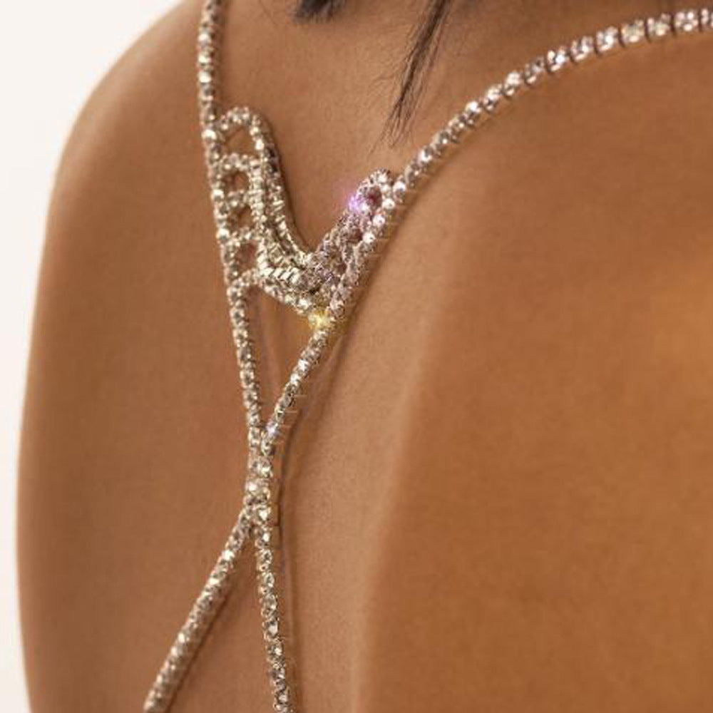Women's Simple Multi-layer Crystal Back Chain Full Diamond Body Chain