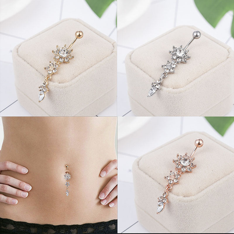 Personalized Sunflower Long Belly Button Nail