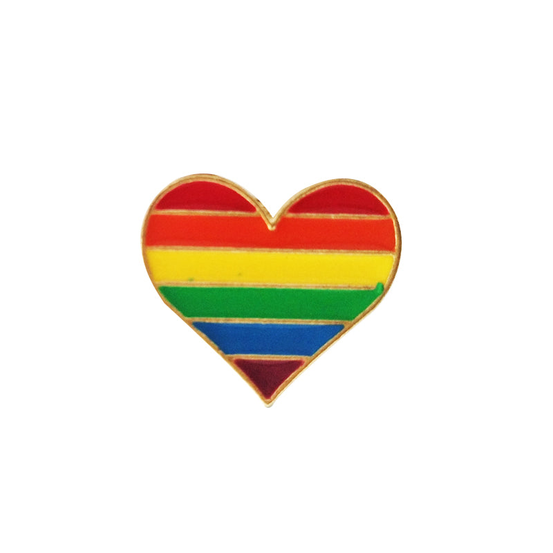 LGBT Love Is Love Awareness Rainbow Heart Brooch Pin Badge
