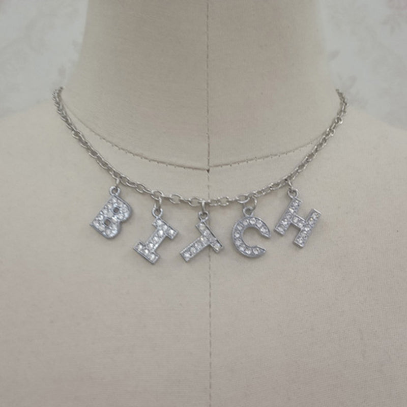 Rhinestone Letter Choker Necklaces
