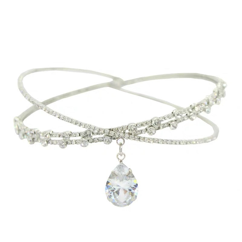 Rhinestone Choker Luxury Drop-shaped Pendant Necklace