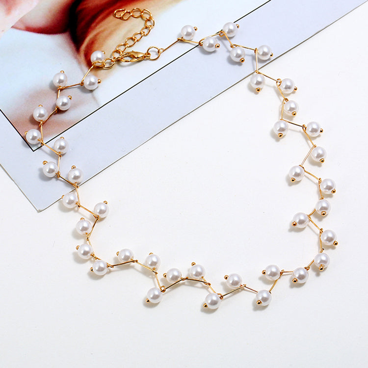 New Charm Simulated Pearl Beads Choker Necklace For Women