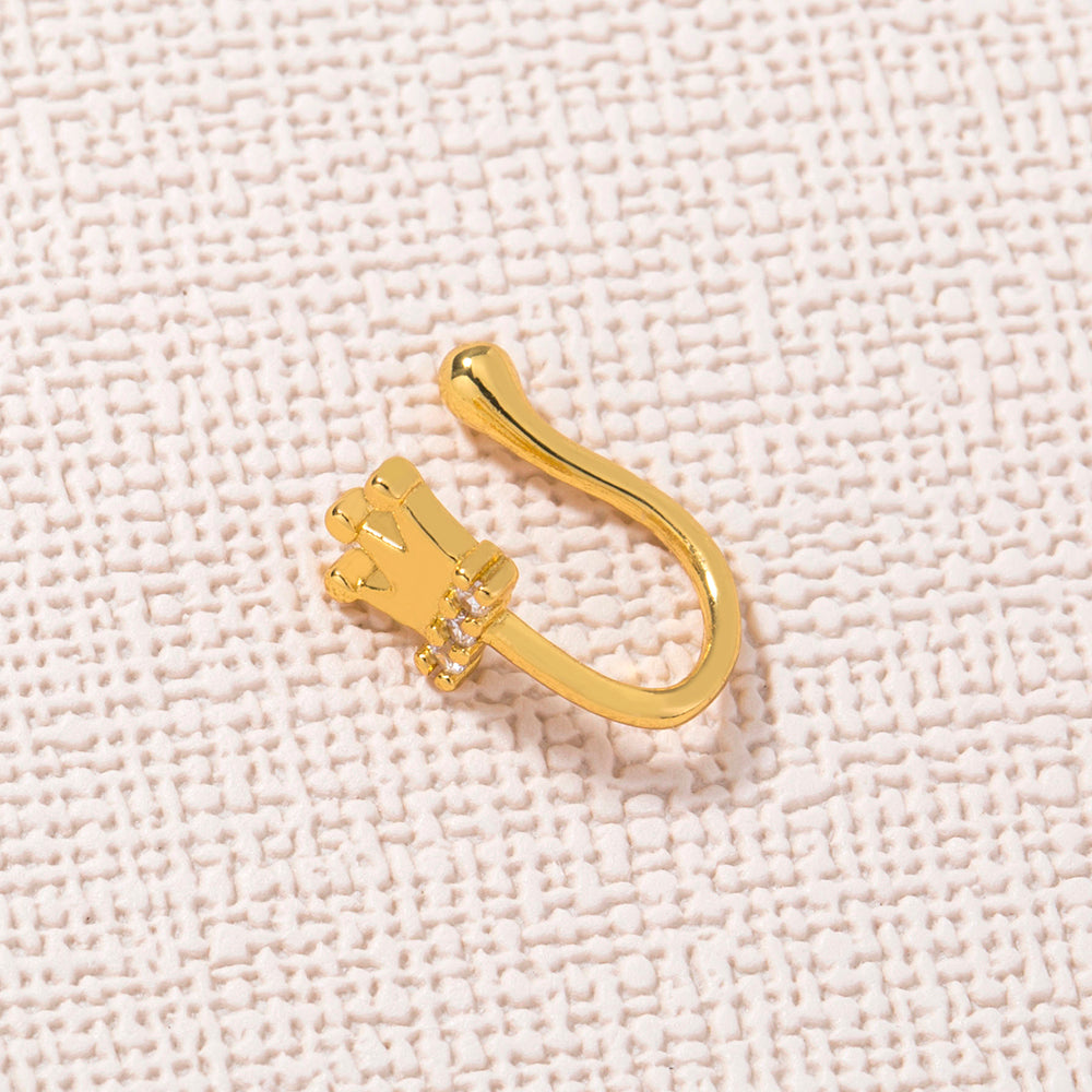 Gold Micro-inlaid CZ Crown Nose Clip