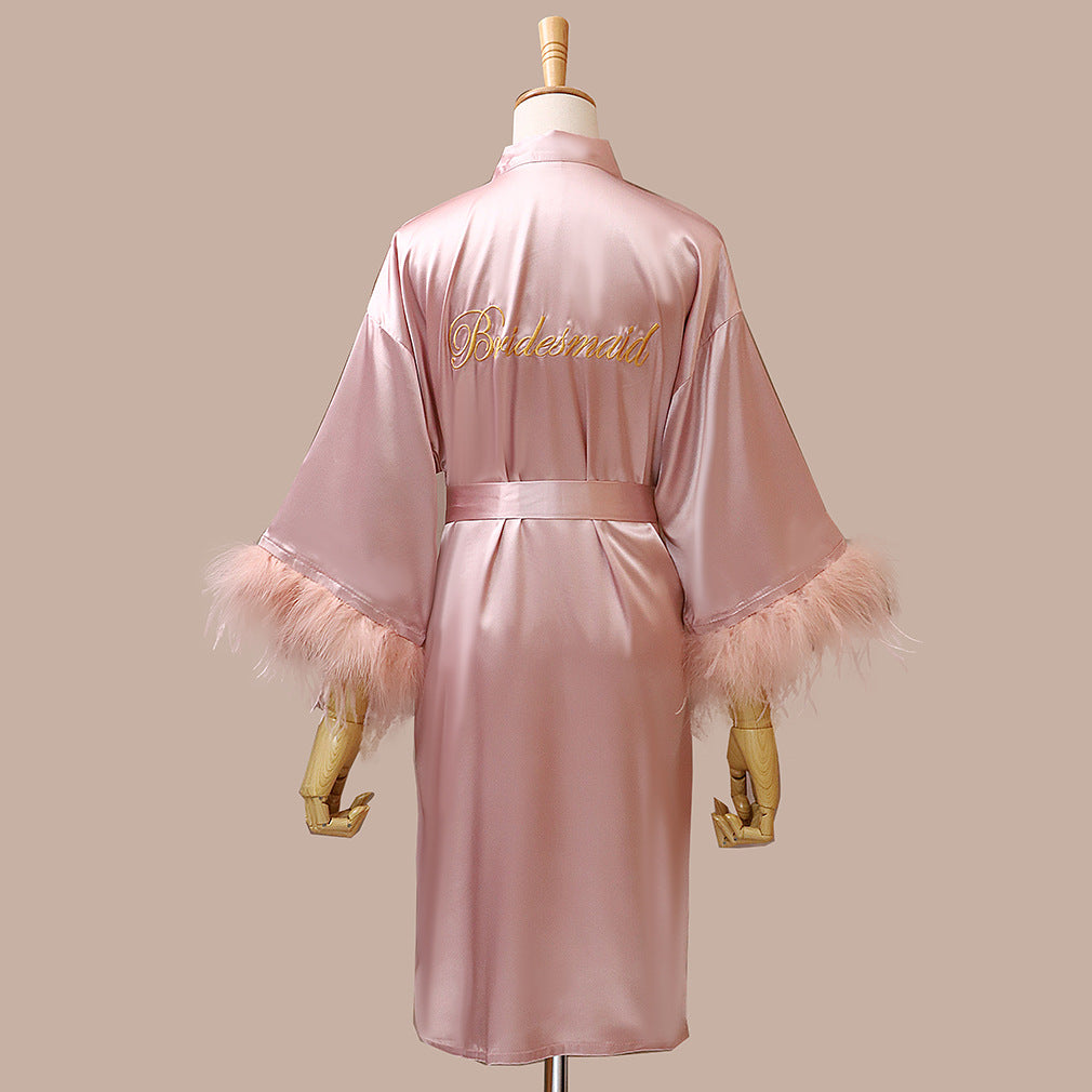 Feather Dressing Gown Wedding Party Costume