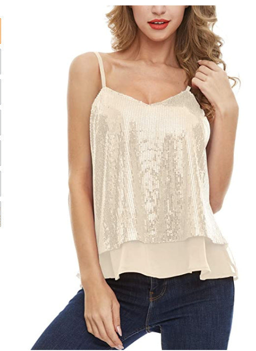 Sequin Layered Loose Camisole Top
