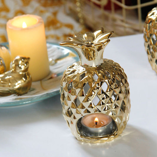 Creative Hollow Golden Ceramic Pineapple Wind Lamp