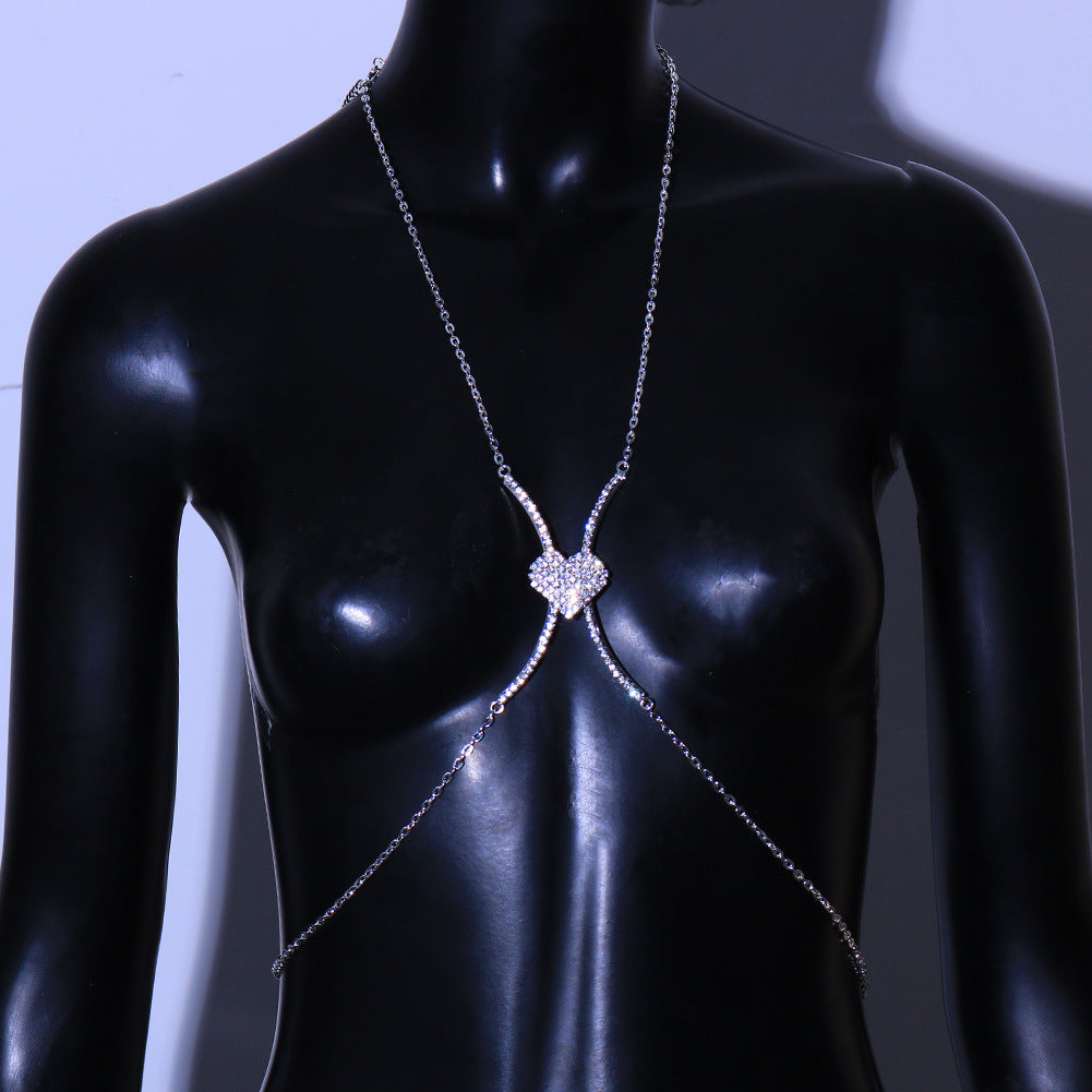 Simple Ethnic Love Ladies Light Luxury Rhinestone Body Chain