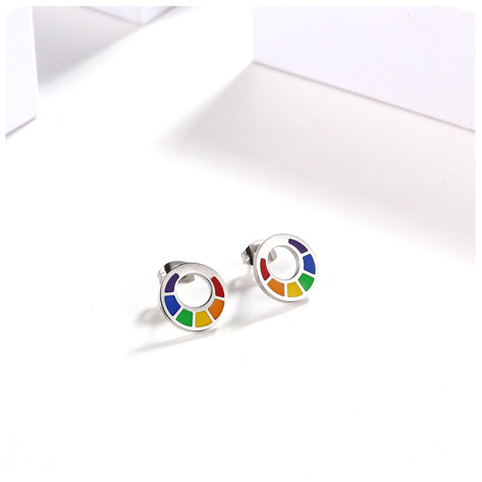 Simple And Compact Six-color Rainbow Earrings