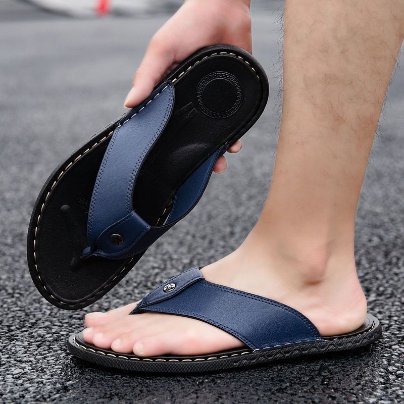 Men's Sandals Couple Leather Net Red Casual Slippers