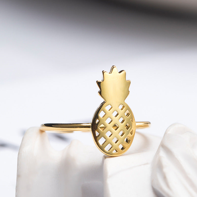 Silver Pineapple Ring Gold Plated