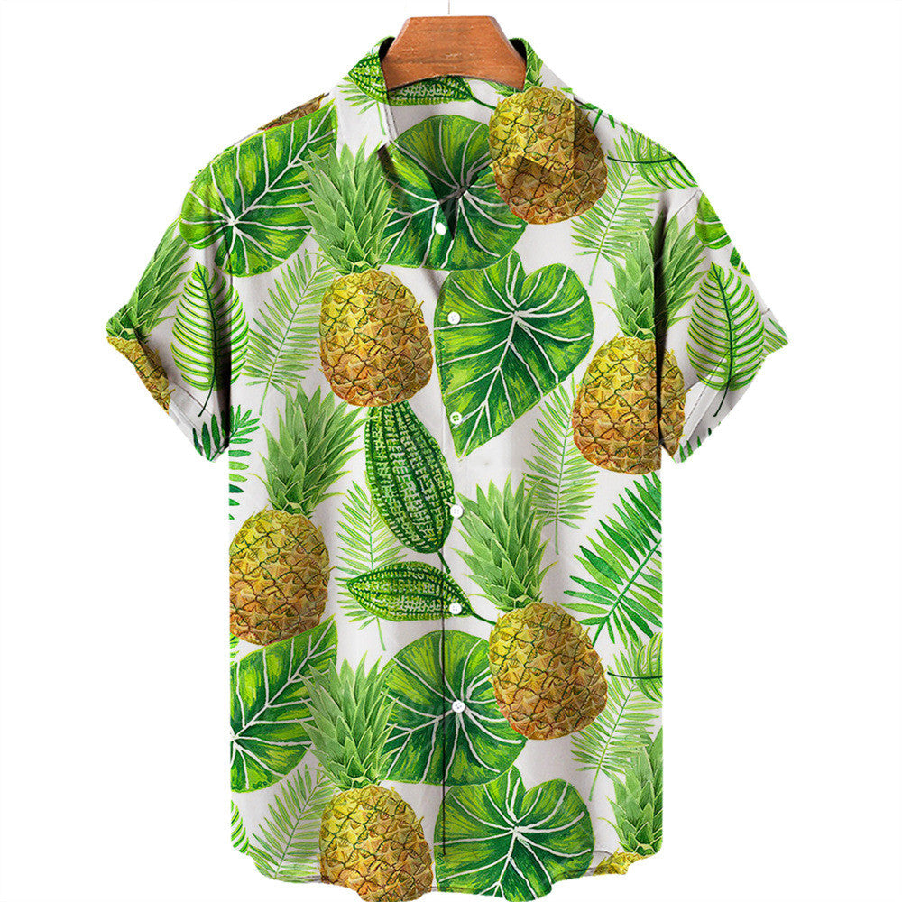 Casual Pineapple Print Hawaiian Shirts