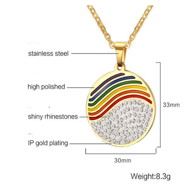 LGBT Six-color Rainbow Titanium Steel Pendant Necklace