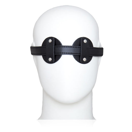 Adjustable Round Panda O-shape Black Blindfold Mask Leather Eye Patch