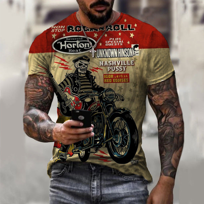 Casual 3D Motorcycle Printing T-shirts
