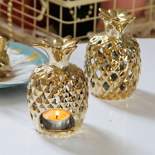 Creative Hollow Golden Ceramic Pineapple Wind Lamp