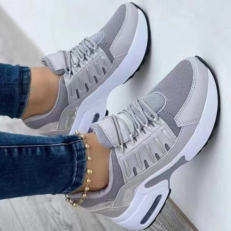 Lace Up Sneakers Women Wedge Heel Running Sports Shoes