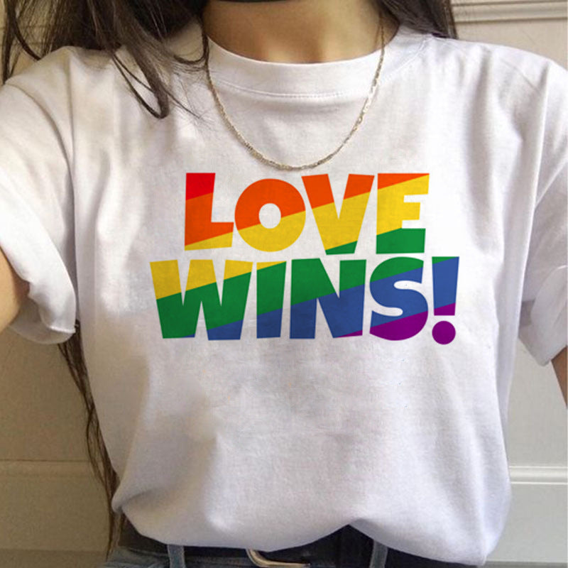 WomenT Shirts Gay Pride Rainbow Gay Short Sleeve Ladies T-shirt Girlfriends